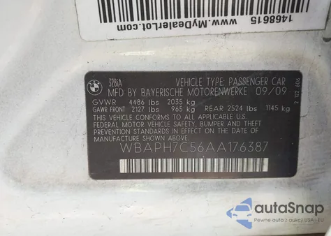 2010 BMW 328I from USA, damaged, VIN WBAPH7C56AA176387